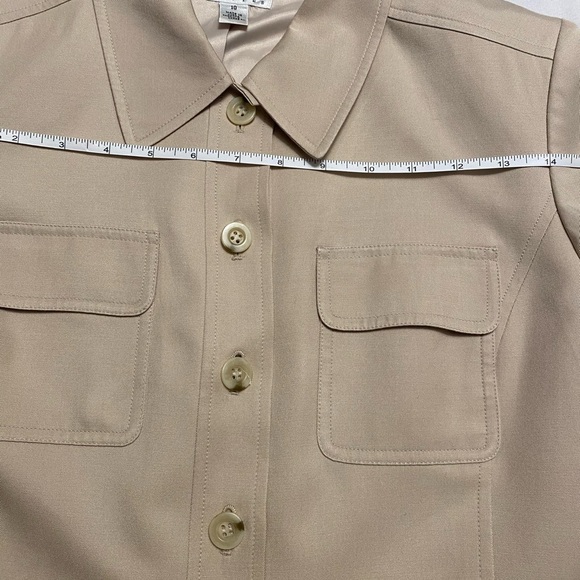 TALBOTS Womens Blazer SZ 10 Light Cream/Ivory Safari Style Lightweight - Picture 9 of 14